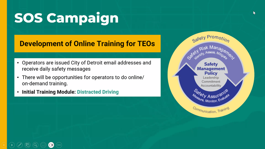 Online safety training is being developed for DDOT operators, which will initially include a module on distracted driving.