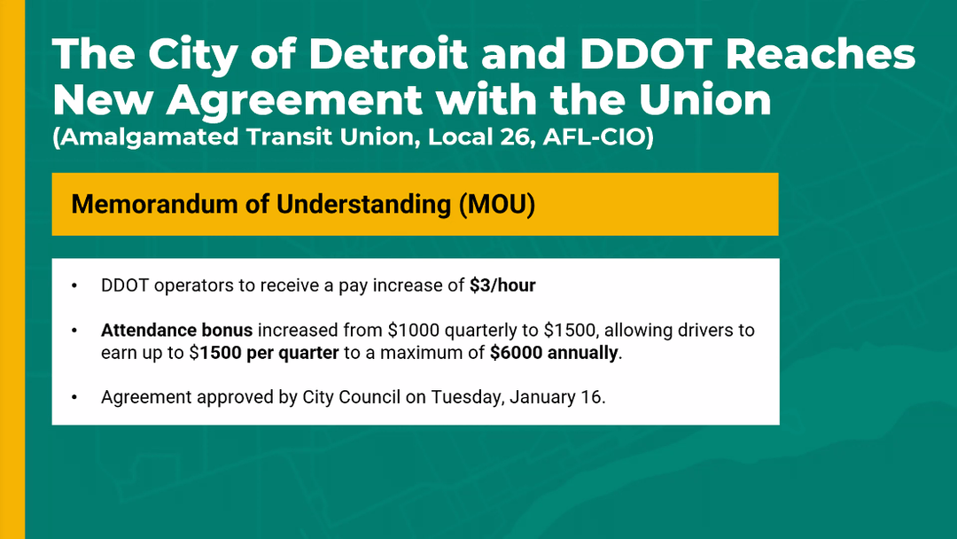 New ATU Agreement: Pay increase of $3/hr