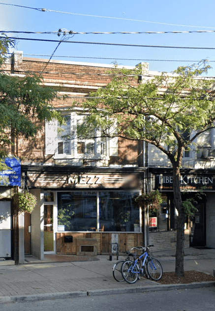 The Mezz, a small urban bar close to the street with bikes parked out front