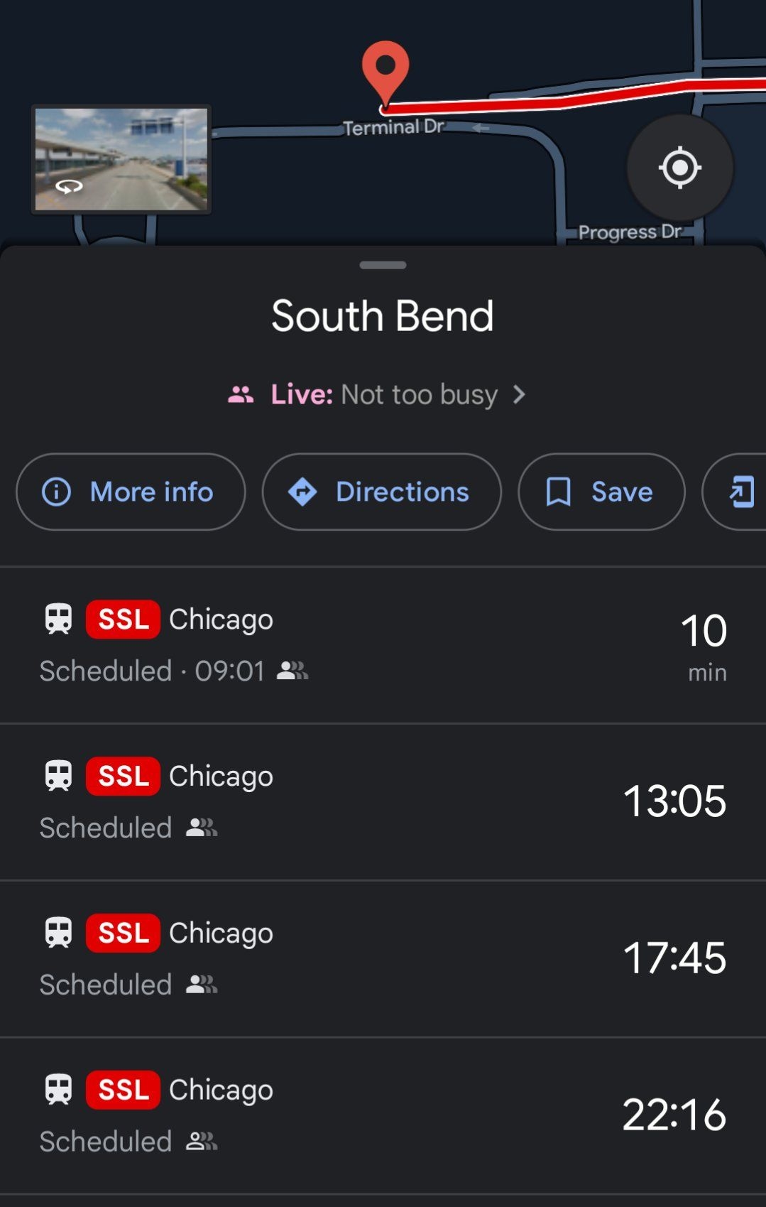 South Shore Line westbound timetable on a Saturday