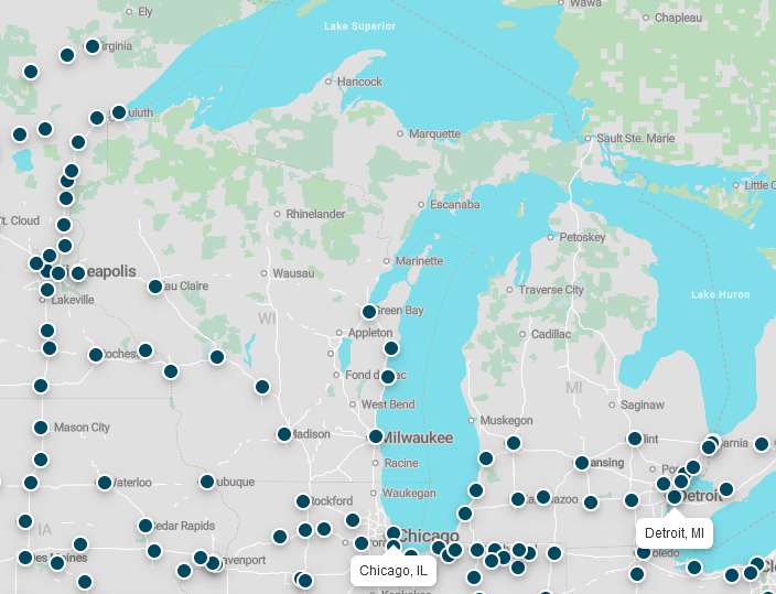 Greyhound system map