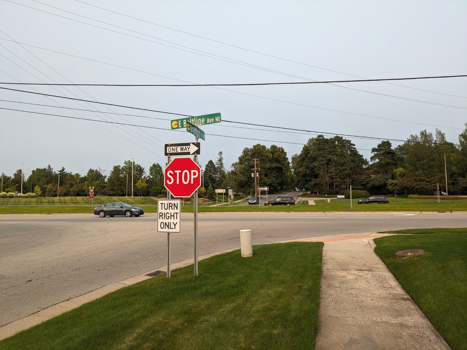 No crosswalk and no stop sign crossing Beltline