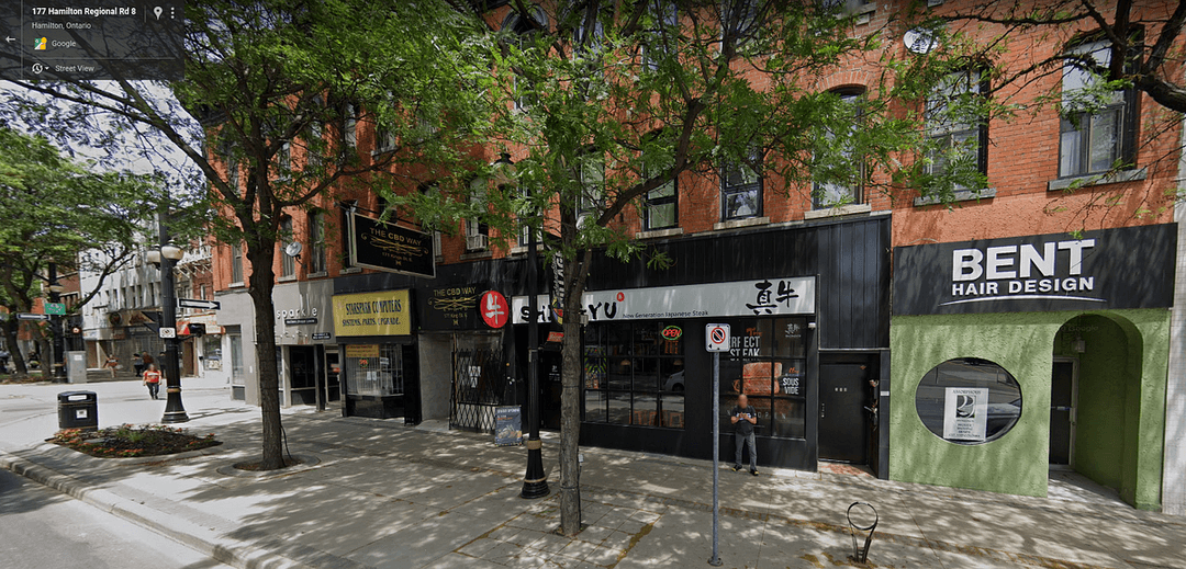 King Street with businesses including Shingyu and Bent Hair Design