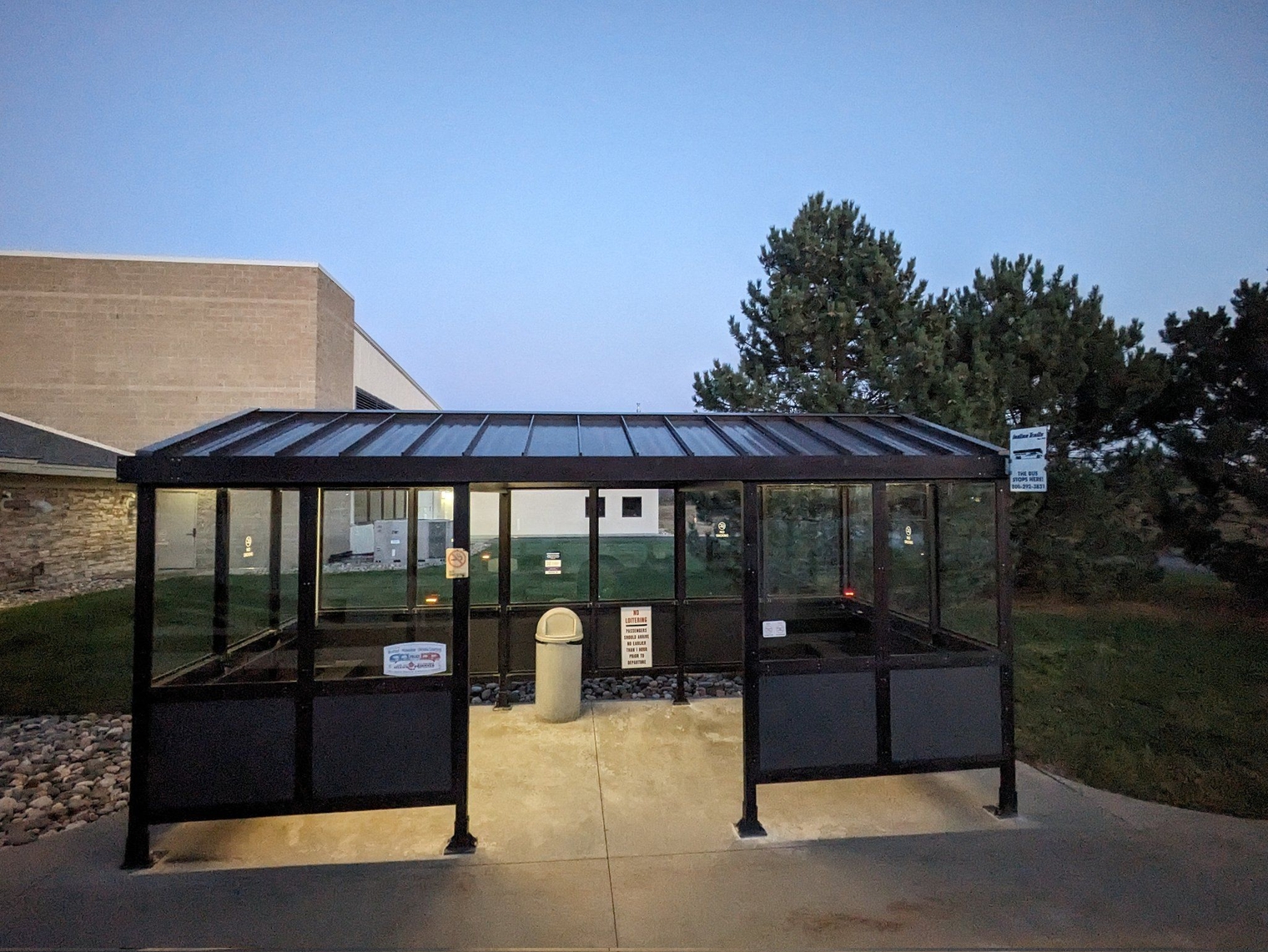 A large shelter for Indian Trails passengers