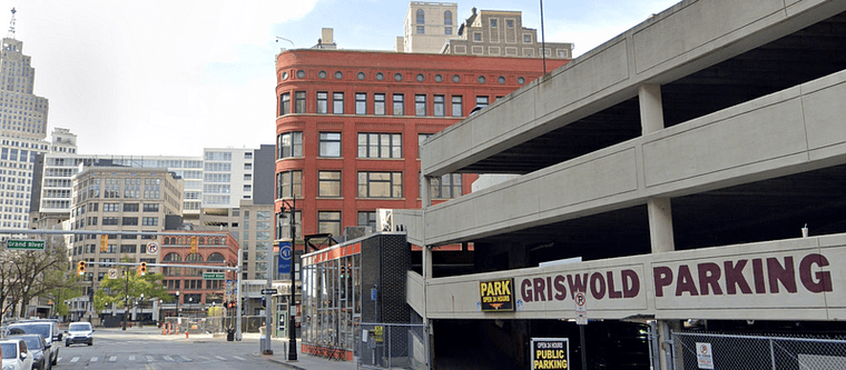 The entrance to the Griswold parking deck