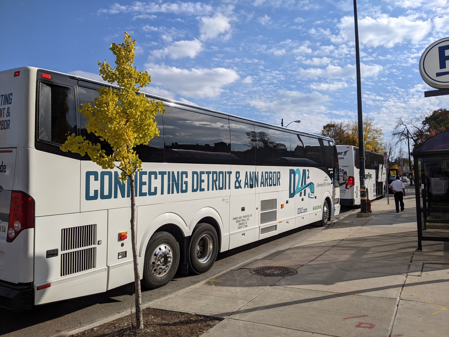 A D2A2 bus outside the Blake Transit Center in Ann Arbor