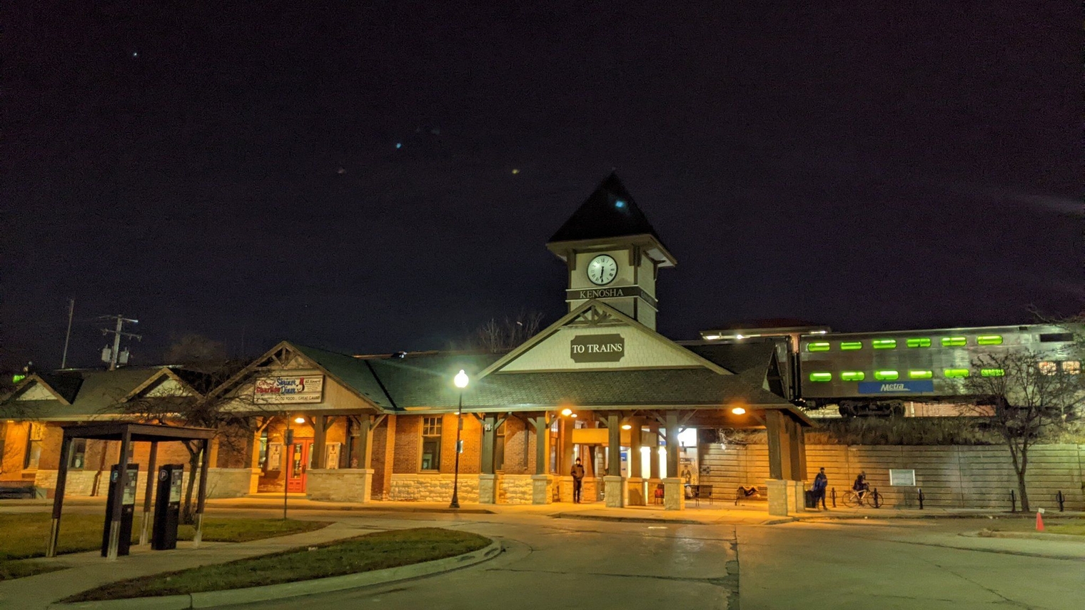 Kenosha Metra Station at night