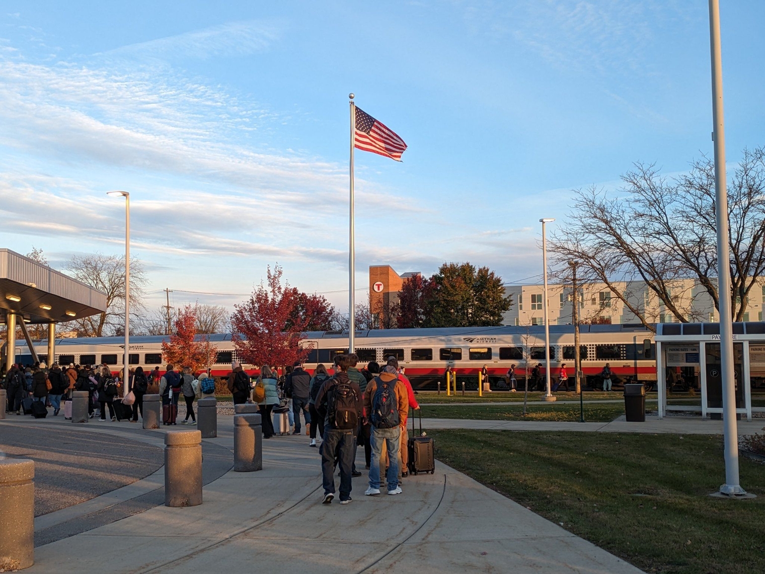 Over 200 passengers boarding the train to Chicago on a Friday morning