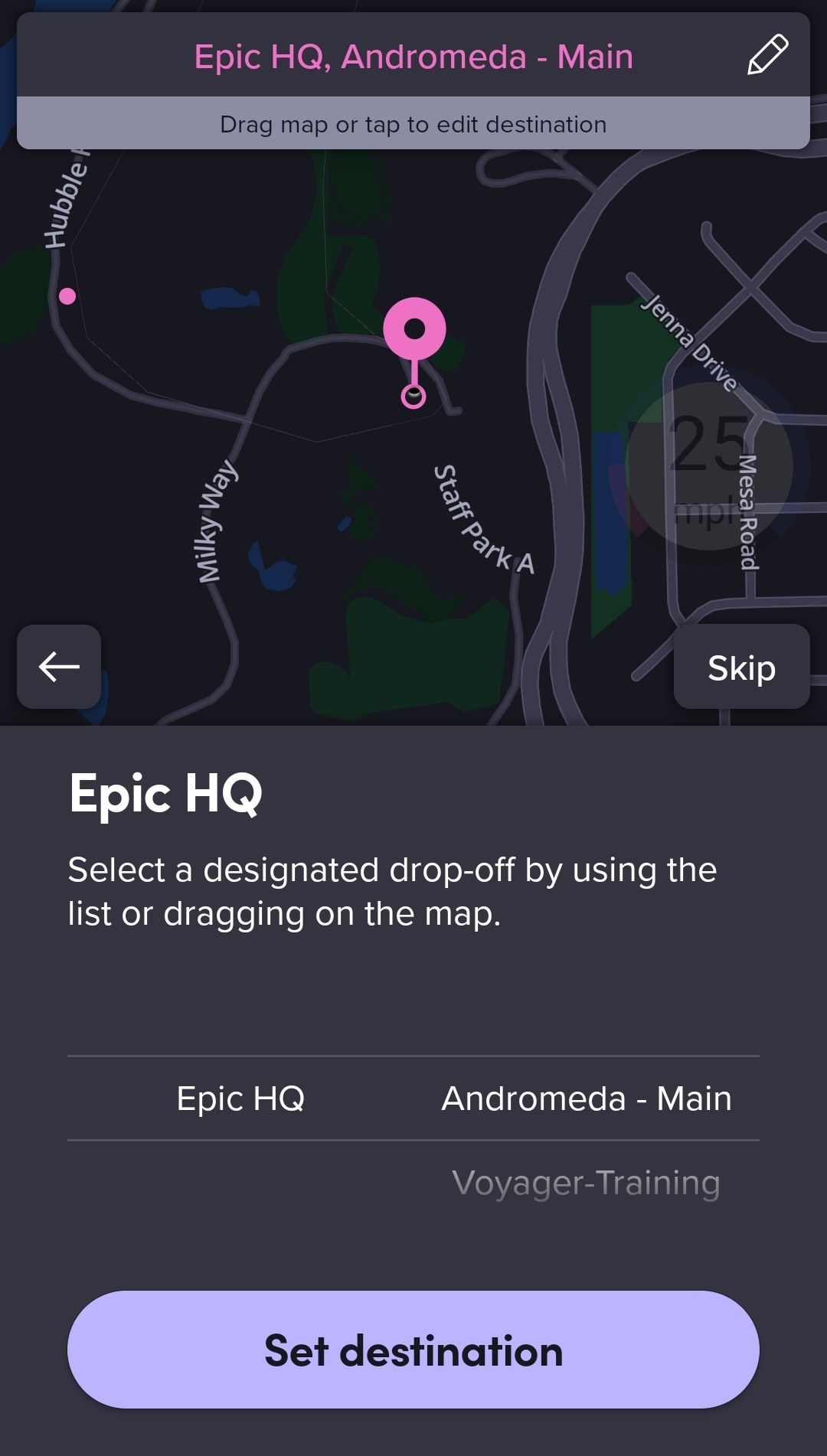 Epic HQ, Andromeda building Lyft drop off