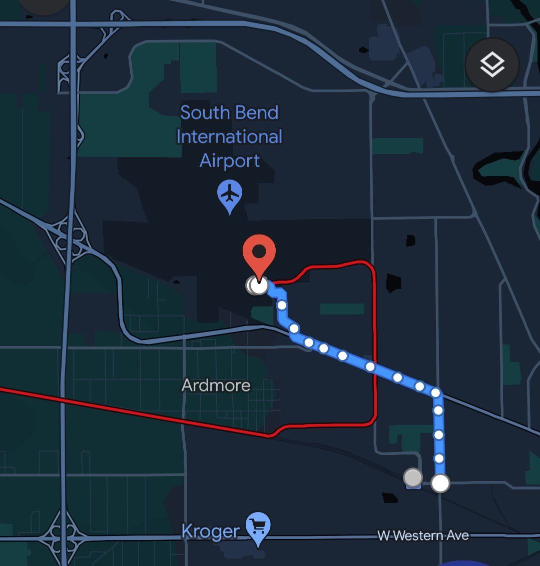 Connection to South Bend International Airport