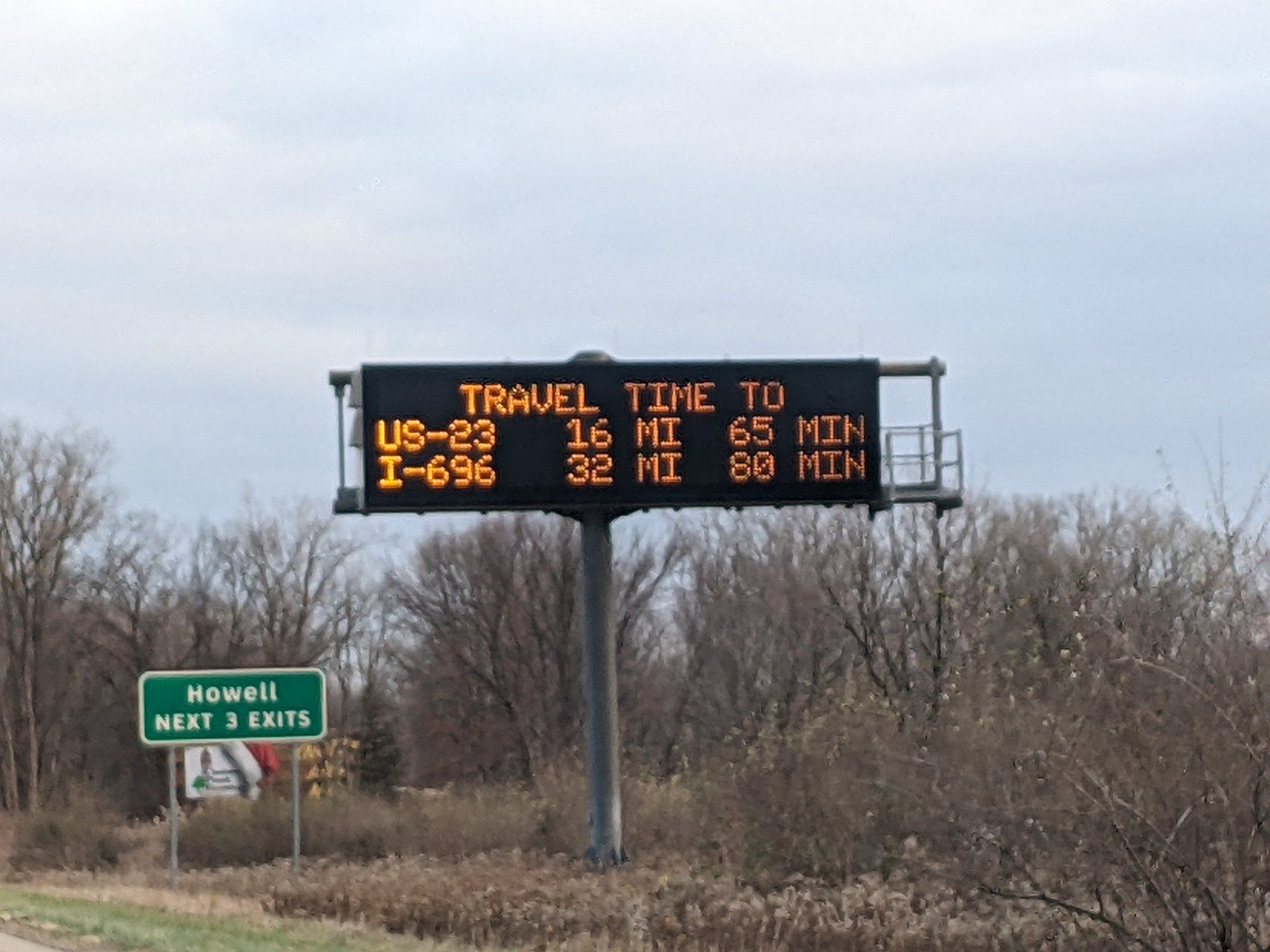 80 minutes to travel 30 miles due to a crash on I-96, a regular occurence.