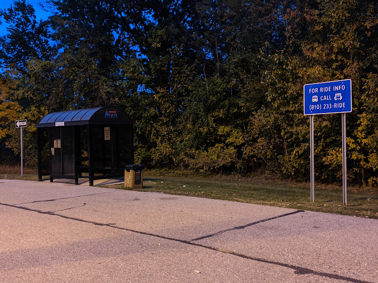 MTA shelter placed inside the Lake Fenton Park and Ride lot