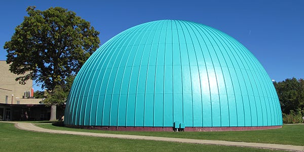 Longway Planetarium's bright green dome