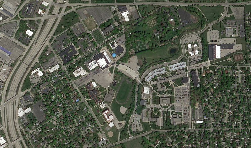 Satellite imagery of the Flint Cultural Center